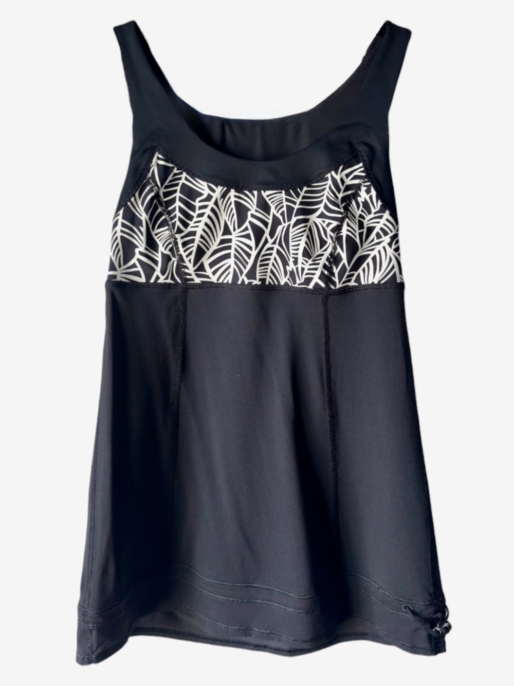 Lululemon - TaTa Topper Tank Top - Black/Pretty Palm Black Angel Wing - Size 4